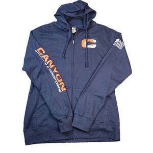 American Flag USA Full Zipup Hoodie Mens Size XL Soft‎ Cotton Blend Navy ITC